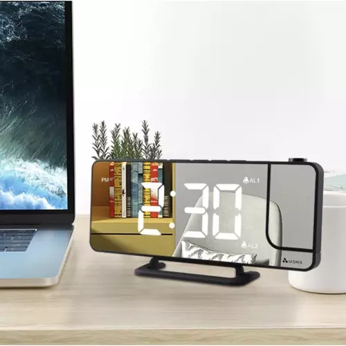 Digitálna LED stolová hodiny 4v1 – projektor, zrkadlo a budík (WNDR19576) - Image 5