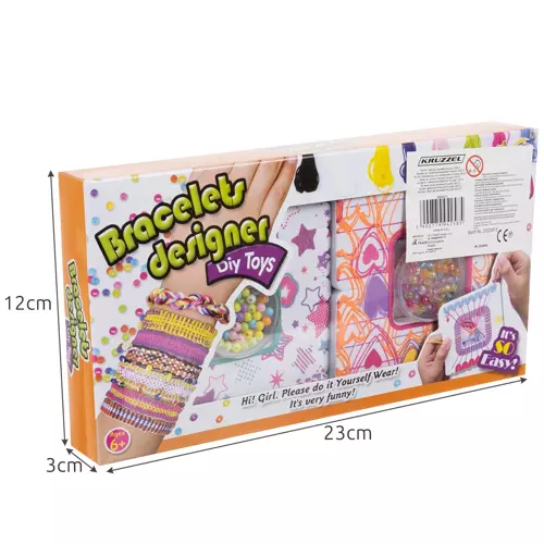 Sada na výrobu náramkov priateľstva – 11 farebných priadzí, korálky a pomôcky na zapletanie (WNDR20573) - Image 3