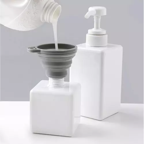 Malý, skladací, pružný silikónový lievik so závesom – odolný voči vysokým teplotám – sivá farba (WNDR20758) - Image 7