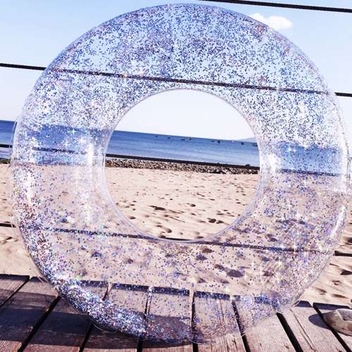 Nafukovací holografický plávací kruh s trblietkami – veľký (WNDR20930) - Image 3