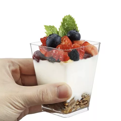 Sada 50 ks štvorcových dezertných pohárov – 120 ml, transparentné (WNDR21164) - Image 7