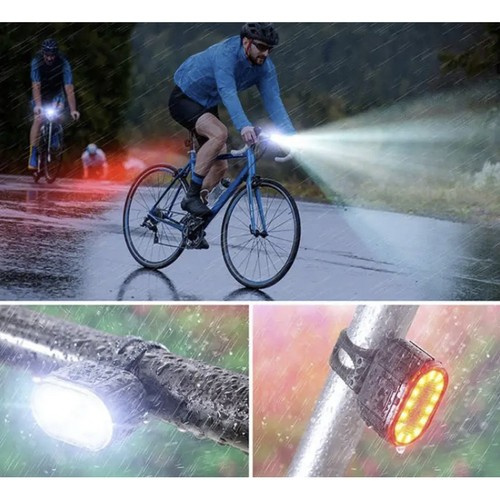 Trizand cyklistická lampa – predný a zadný LED reflektor set – odolný, nepremokavý, USB nabíjanie (WNDR24003) - Image 3