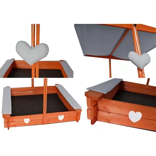 Uzamykateľné drevené pieskovisko s nastaviteľnou strechou (WNDR24215) - Image 3