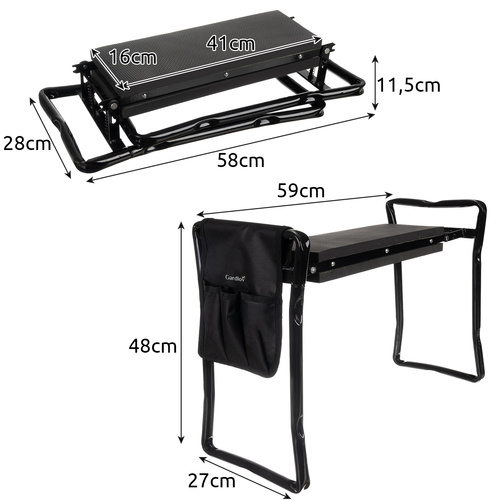 GARDLOV skladateľný záhradný kľakač a sedátko – 4 v 1 so sadou náradia a organizérom (WNDR23731) - Image 13