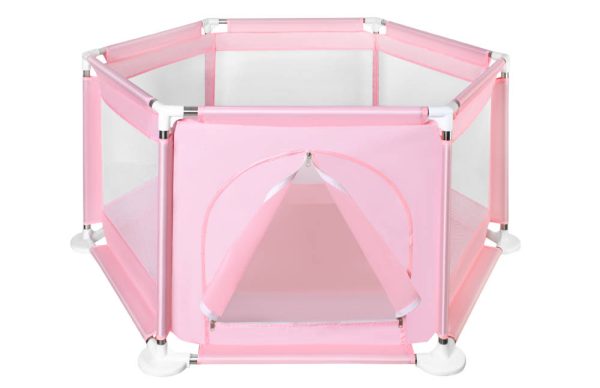 Detská ohrádka z nehrdzavejúcej ocele – svetloružová - Image 3