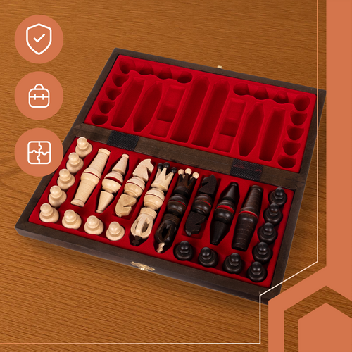 Ruhhy skladací drevený šach – ručne vyrobený z elegantného dreva buk (WNDR26038) - Image 14